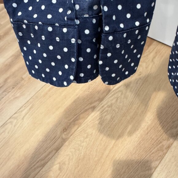 Lauren Ralph Lauren Navy & White Polka Dot Button-Up Blouse Size Large - Picture 4 of 10